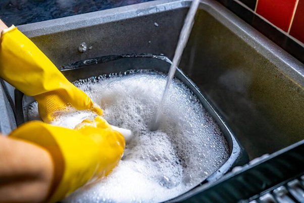 hand-washing dishes